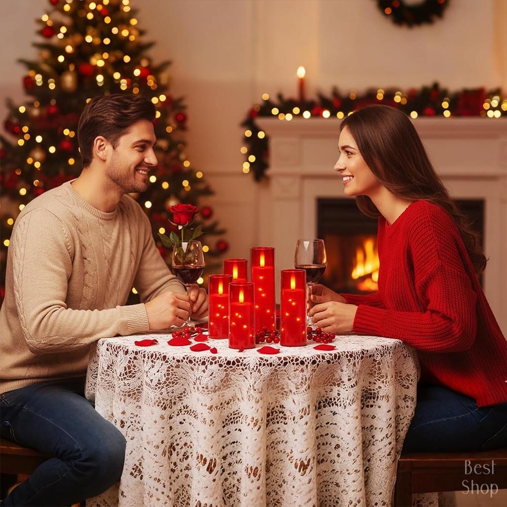 5pcs Flameless LED Candles with Embedded Star String, Battery Operated Acrylic Pillar Candles with Timer and Remote, Flickering Candles for Romantic Ambiance and Home Decoration Mood Decorative,Valentine's Day, Mother's Day