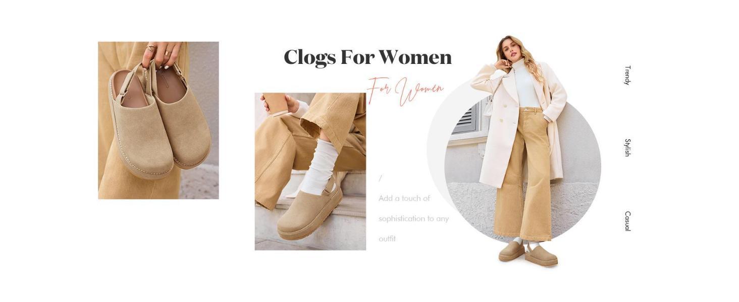 Imily Bela Women's Platform Clogs Adjustable Strap Slip on Mules Shoes Comfortable Fall Sandals