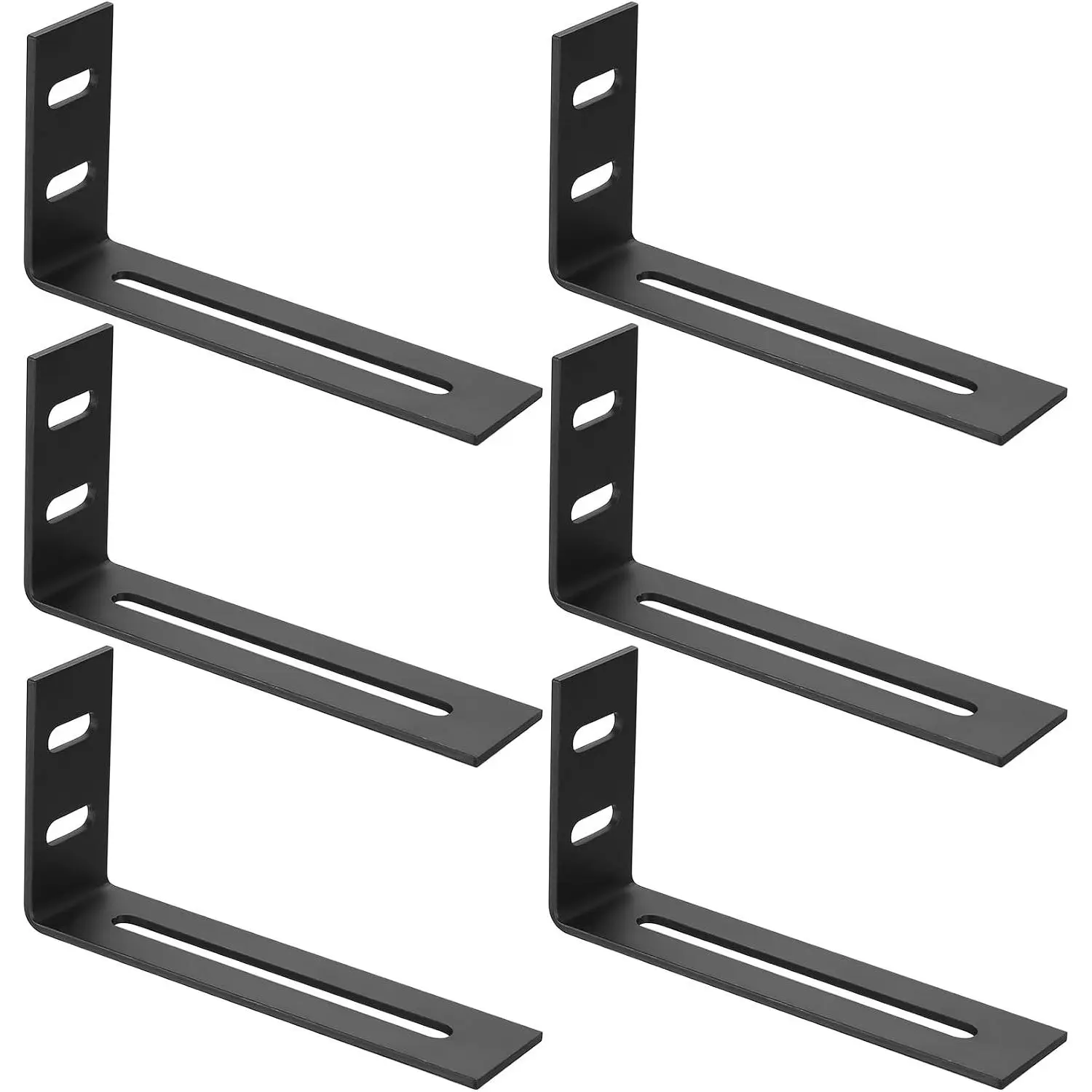 6 count Adjustable Right Angle Brackets, Metal L Brackets for , Black L Brackets for Shelves with 3 Slots, L-Shape Corner Braces, Mounting Support Brackets for Fixing Furniture, 4-1/8x2-1/8x1