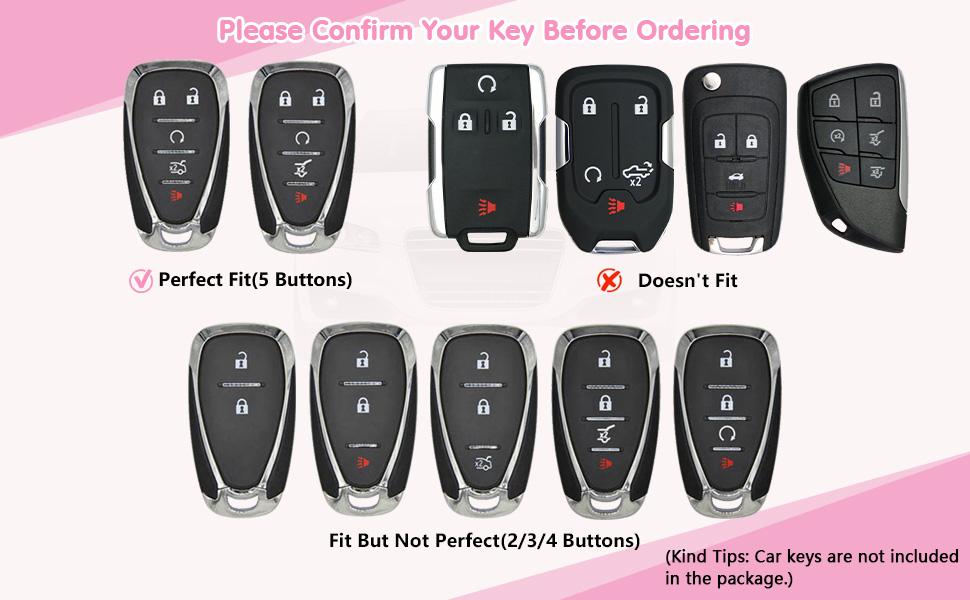 Key Fob Cover fit for Equinox Malibu Traverse Blazer Camaro Accessories Bling Keychain Case Shell 5 Button Gradient Pink Cute Girly TPU