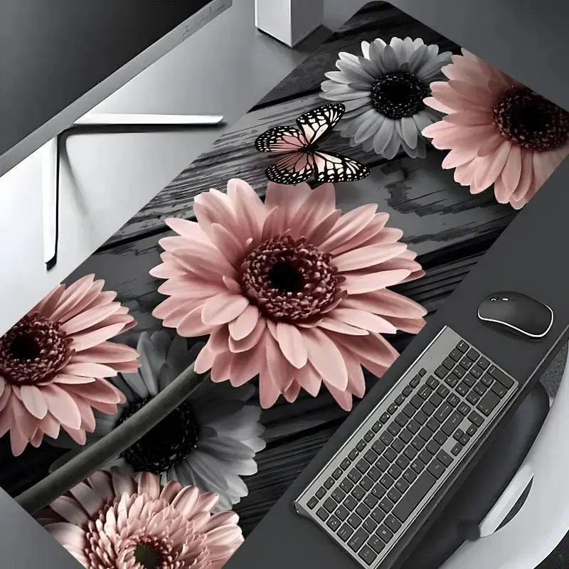 Vintage Sunflower & Butterfly Pattern Mouse Pad, Rectangle Gaming Mouse Pad, Non-slip Rubber Pad, Desktop Decoration Protective Pad for Home Office Extended Large Gaming Desk Mouse Pad