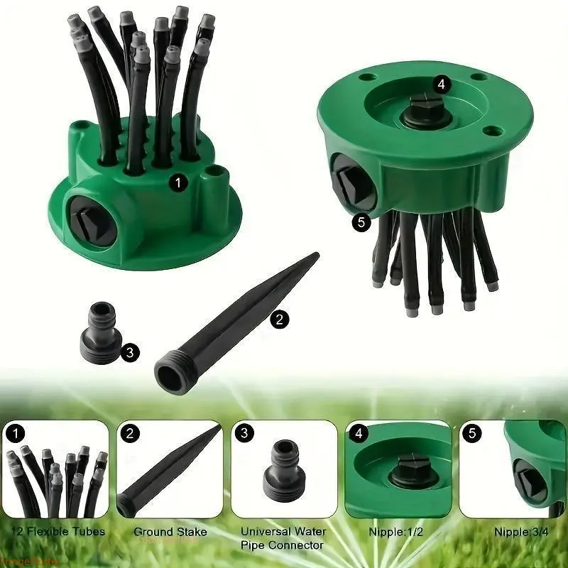 2026 New Arrival 360 Degree Rotating Garden Sprinkler Set, Automatic Water Sprayer with Irrigation Accessories, No-Electric Large Area Coverage Lawn Watering System for Yard Garden Farm Patio Irrigation