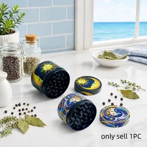 2 Inch 5cm Mini Manual Pepper Mill Peppercorn Dry Spice Grinder Deep Blue Multicolor Sun Moon Art Print Option Compact Kitchen Seasoning Tool Home Cooking Meal Prep