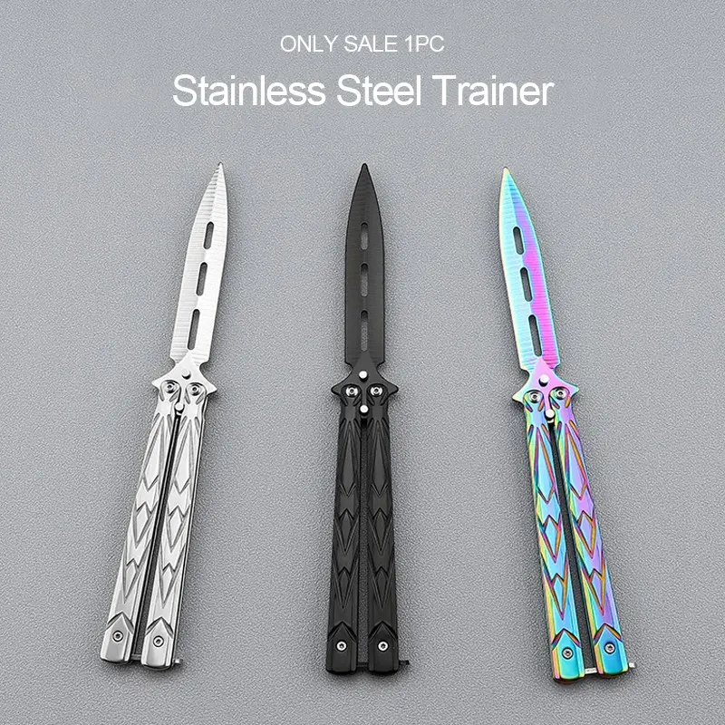 Butterfly Training Folding Portable Knife for CS:GO, Stainless Steel Knives, Non-Edged Hand Training Knife, Game Stationery, Folding Tool Knives, Ideal for and Skill Development #GLOBAL PICKS