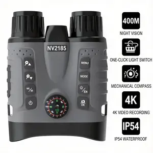 NV2185 Digital Night Vision Binoculars | Built-in Mechanical Compass, 400M Full Dark View, 8X Digital Zoom, 4K Video Rec, IP54 Waterproof, Dual IR & White Flashlight, 4500mAh Battery for Hunting Wildlife Camping Night Fishing