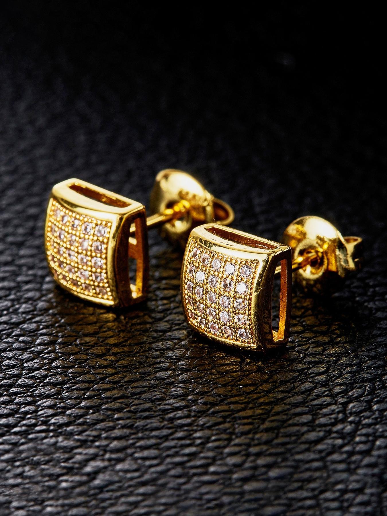 Iced Chics Curved Arc Hip-hop Zircon Stud Earrings Are Suitable for Both Men and Women, They Are Unique Festival and Birthday Gifts, Perfect for Anniversaries and Daily Surprises, Versatile Gift Studs Earrings