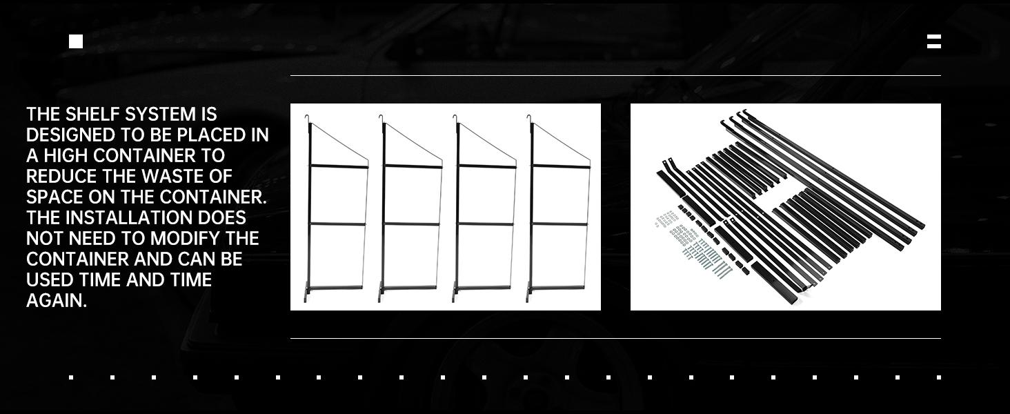 HECASA 22 1/8"W x 60 1/2"H Cargo Shipping Container Shelving Shelf Brackets Black Powder Coated Steel 4Pcs Wall Mounted Hanger Wall Mount Organizer Decor Hanging