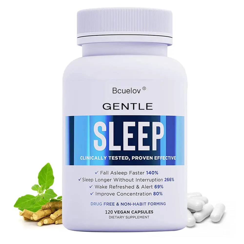 Bcuelov Sleep Health Supplement - Melatonin, Ashwagandha, Magnesium, supports sleep and emotional well-being. 120 Capsules