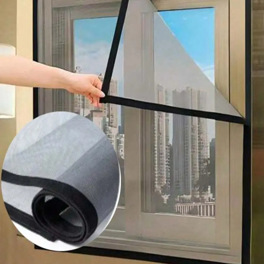 1pc Self-Adhesive Window Mesh Screen, Invisible Insect Proof Net For Home Use In Summer, Easy Installation, Grey Fiberglass Anti-Mosquito And Fly Net, Screen For Windows