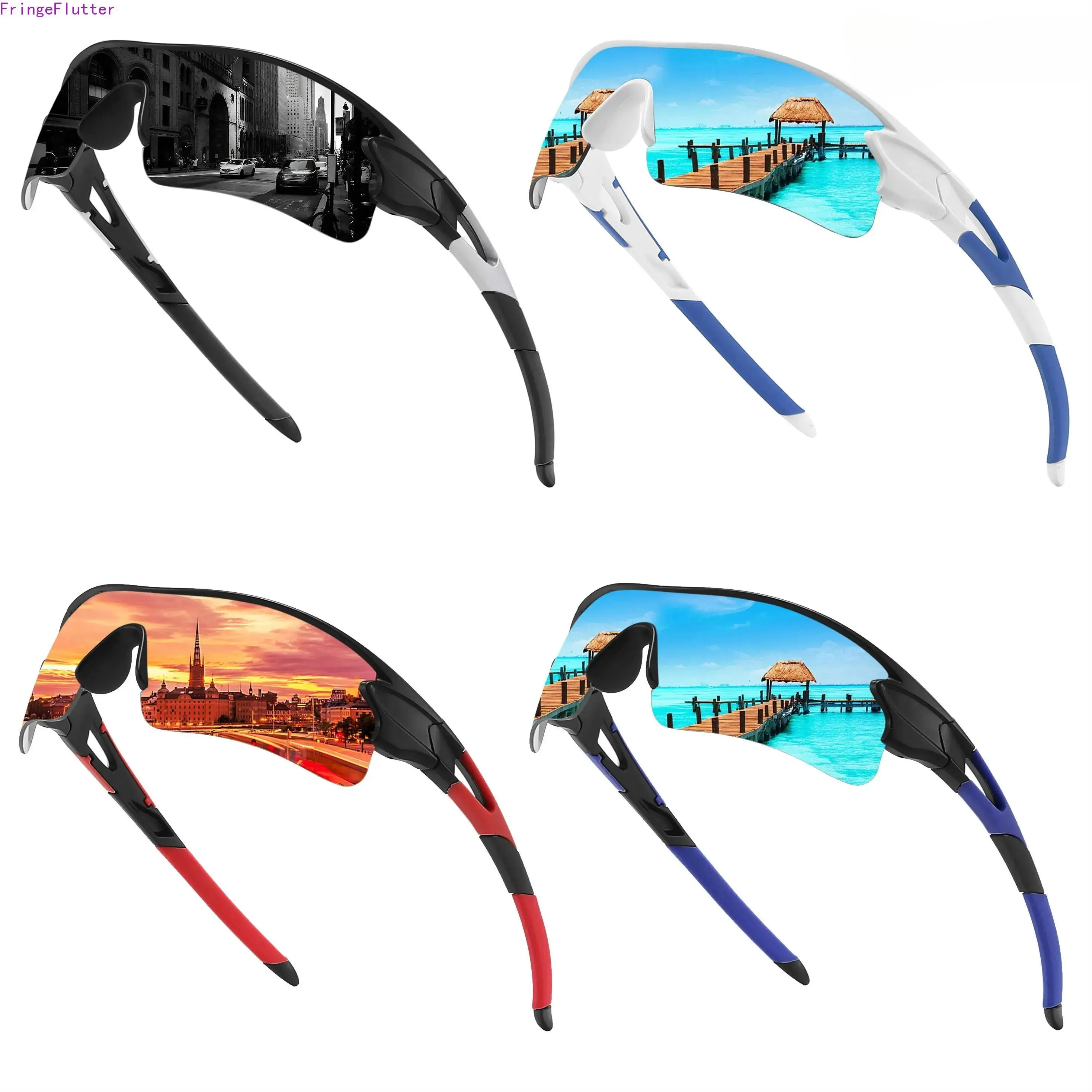 4 PCS Unisex HD Cycling Goggles, Windproof UV400 Anti-Glare Sports Sunglasses, Lightweight Shatterproof Professional Outdoor Eyewear for Cycling, Running, Fishing, Hiking & Daily Use