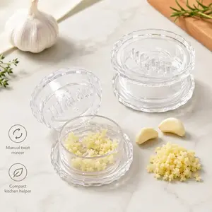 2026 2pc New Manual Garlic Twister & Mincer, Compact Clear Grinder for Garlic, Ginger, Onion, Herbs and Nuts