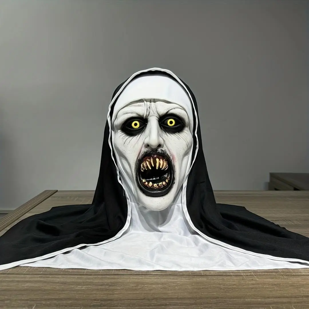 Halloween Witch and Wizard Theme Headscarf Mask, Realistic Mask, Terror Latex Full Head Costume Accessory, Devil Horror Role Play Party Prop, Scream Mouth Design, No Power Required