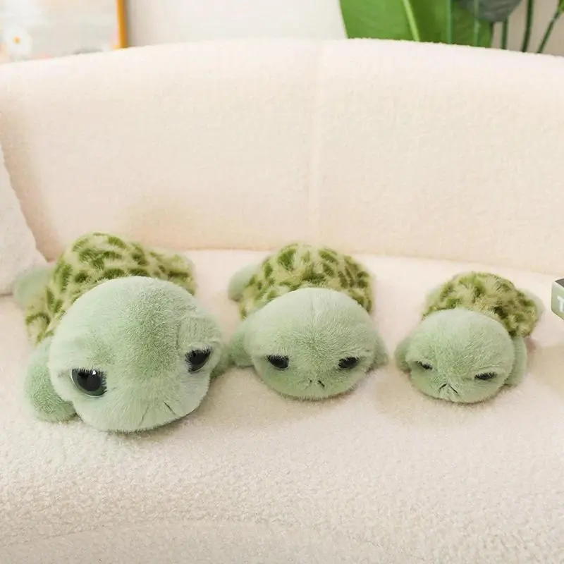 22/28/40cm Big Eyed Turtle Plush Toy – Kawaii Cartoon Anime Stuffed Animal Pillow, Soft Simulation Sea Creature Plushie Figurine, Huggable Bedside Companion & Aesthetic Room Decor, Cute Kids Birthday Gift