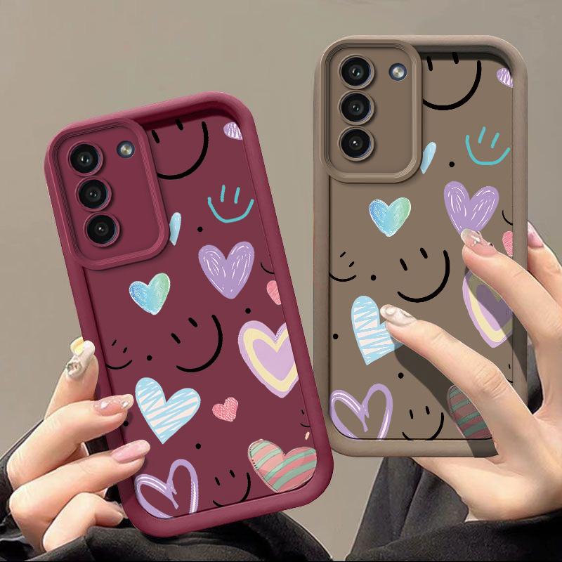 Phone case: Phone Case Suitable for Samsung for Samsung Galaxy S26 S25 S24 S23 S22 S21 Fe Plus Ultra A13 A14 A15 A16 A17 A33 A34 A35 A36 A52 A53 A54 Note20 TPU Protective casing Shockproof Trendy Shell Cute Face And Graffiti heart Back Cover