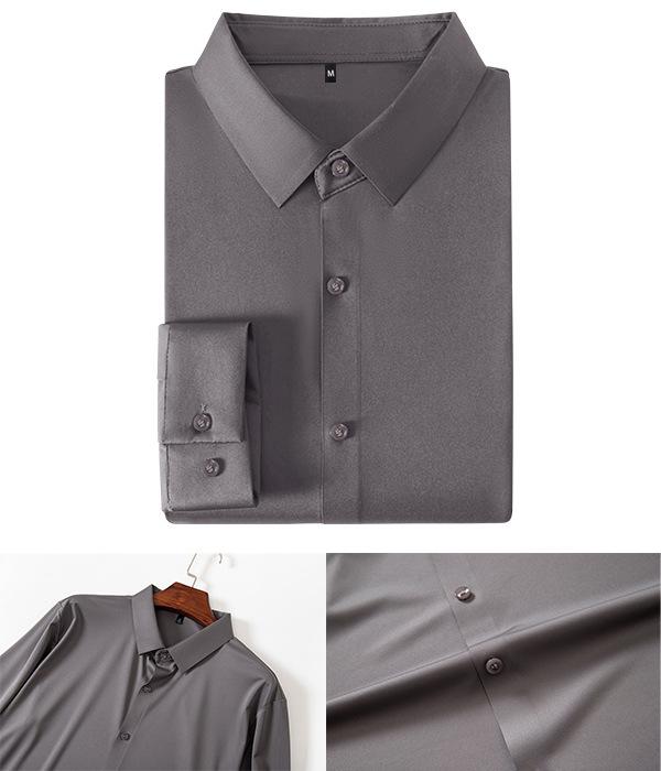 [Seamless & High-Stretch] Cross-Border Bestseller: Men's Solid-Color 4-Way Stretch Shirt - Non-Iron, Wrinkle-Resistant, European Sizing (Business Casual)