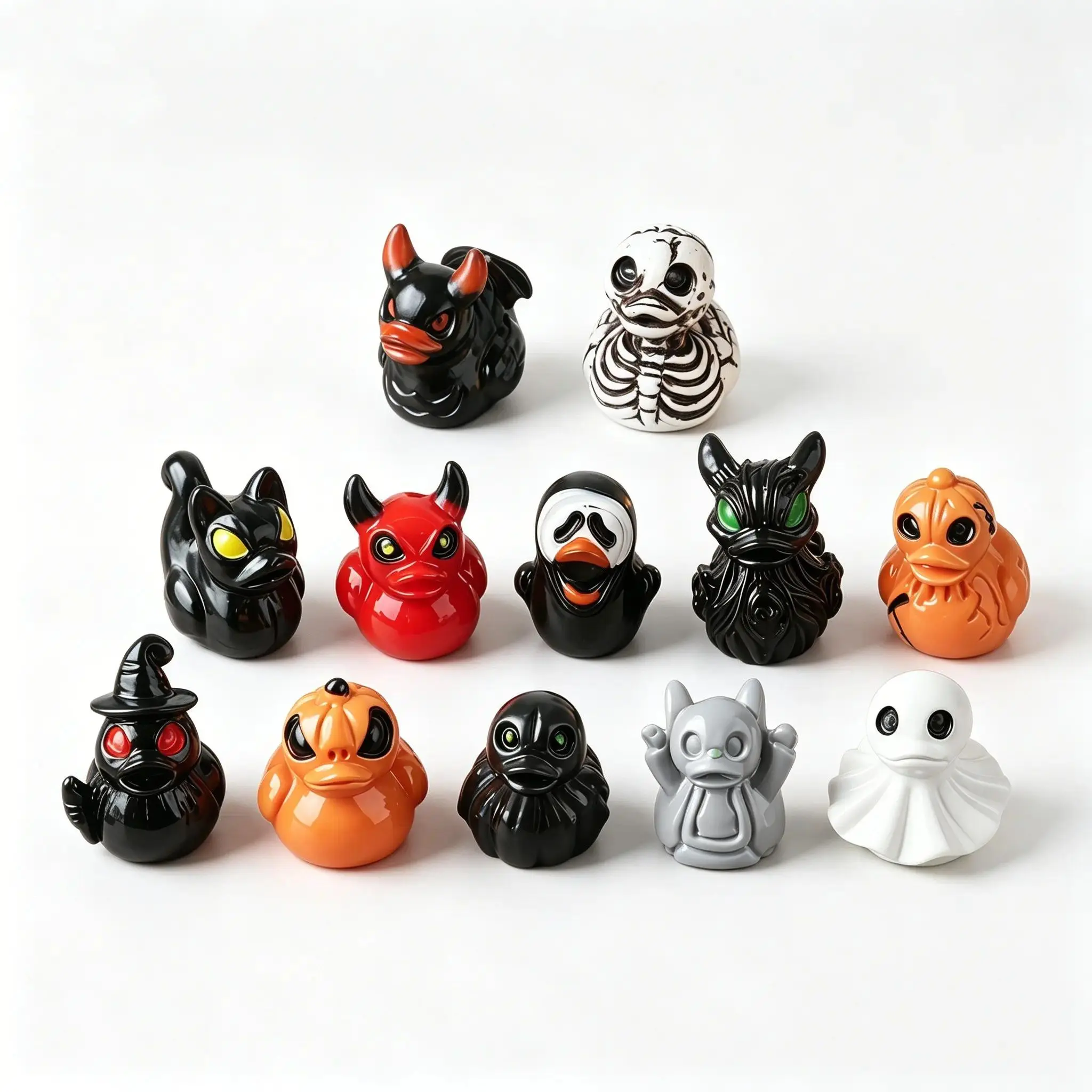 Mini Devil Ghost Skull Resin Ducks, Cute Spooky Desktop Decor, Creative Desktop Ornament, Desk Ornaments, Mini Garden Ornament, Home Decor Ornament, Halloween Christmas Decoration, Party Gift, Decorative Piece