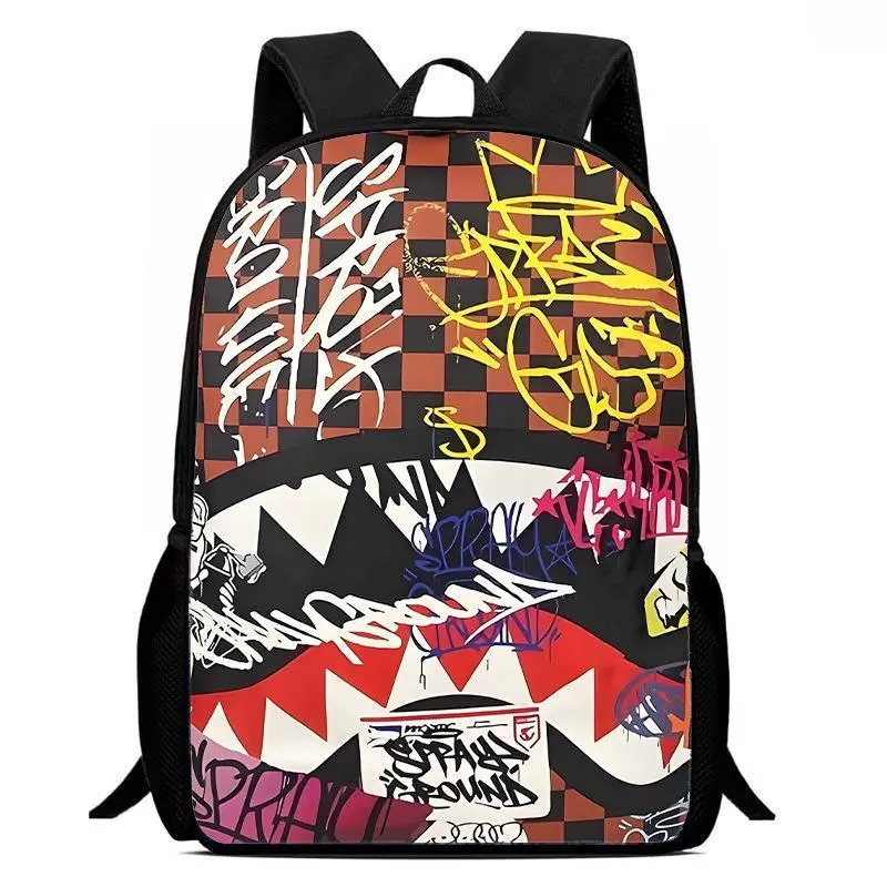 Fashionable Shark Pattern Backpack, Casual Large Capacity Backpack for Men, Business Style Travel Backpack for Daily Use, Casual Daypack A16