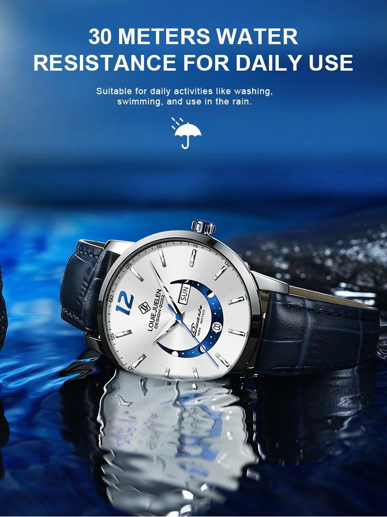 Swiss Luxury Business Chronograph: Genuine Swiss Movement,42mm Alloy Case&Leather Strap,Waterproof Luminous Dial with Calendar,Versatile Style for Work, Social&Leisure