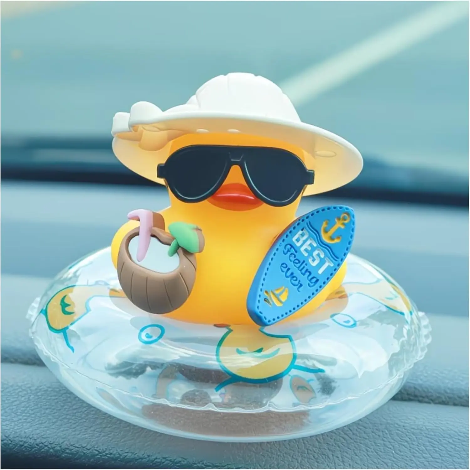 ‏Cute Duck Car Dashboard Decoration – Cartoom Mini PVC Figurine Car Interior Ornament for Women & Girls – Kawaii Car Accessories for Desk, Room, Rearview Mirror, Gift Decor