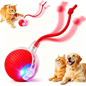 Automatic Rolling Interactive Pet Ball Red, Rechargeable Motion Activated Chase Toy for Cats Dogs
