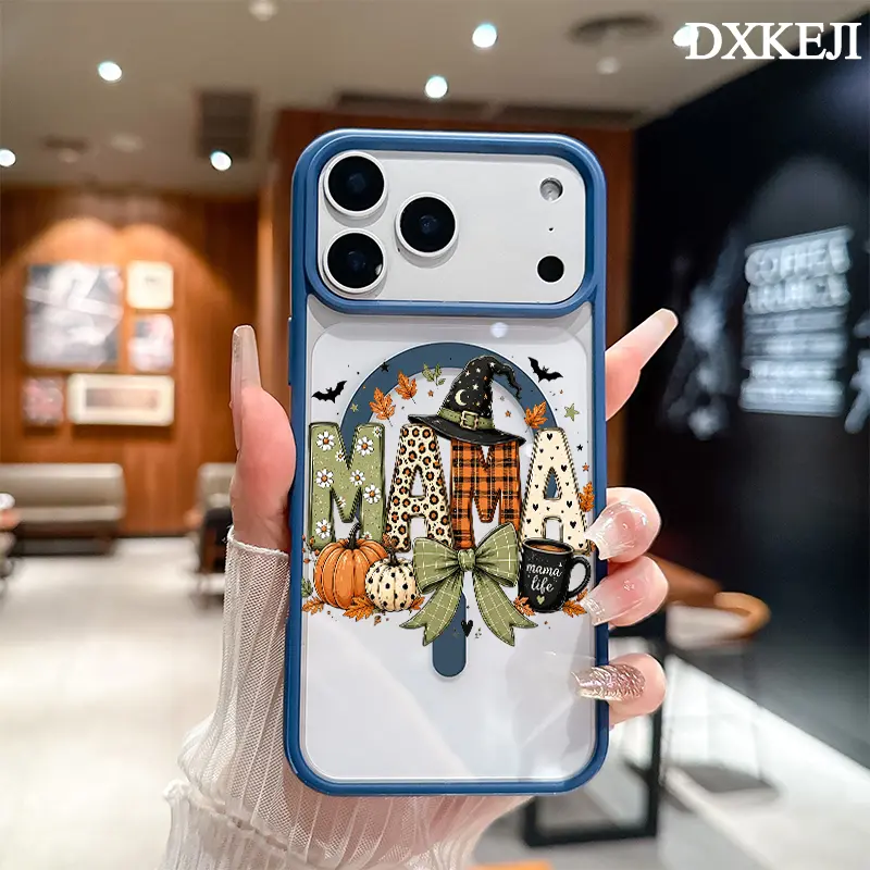 Customized TPU Aesthetic Halloween Floral MAMA Pattern MagSafe Magnetic Case for iPhone 17 Air/16 Pro Max/15 Pro/14/13/12/11 Plus, Lightweight, Shockproof, Slim, Resistance, Wireless Charging-Supporting Smartphone Accessory, Iphone 17