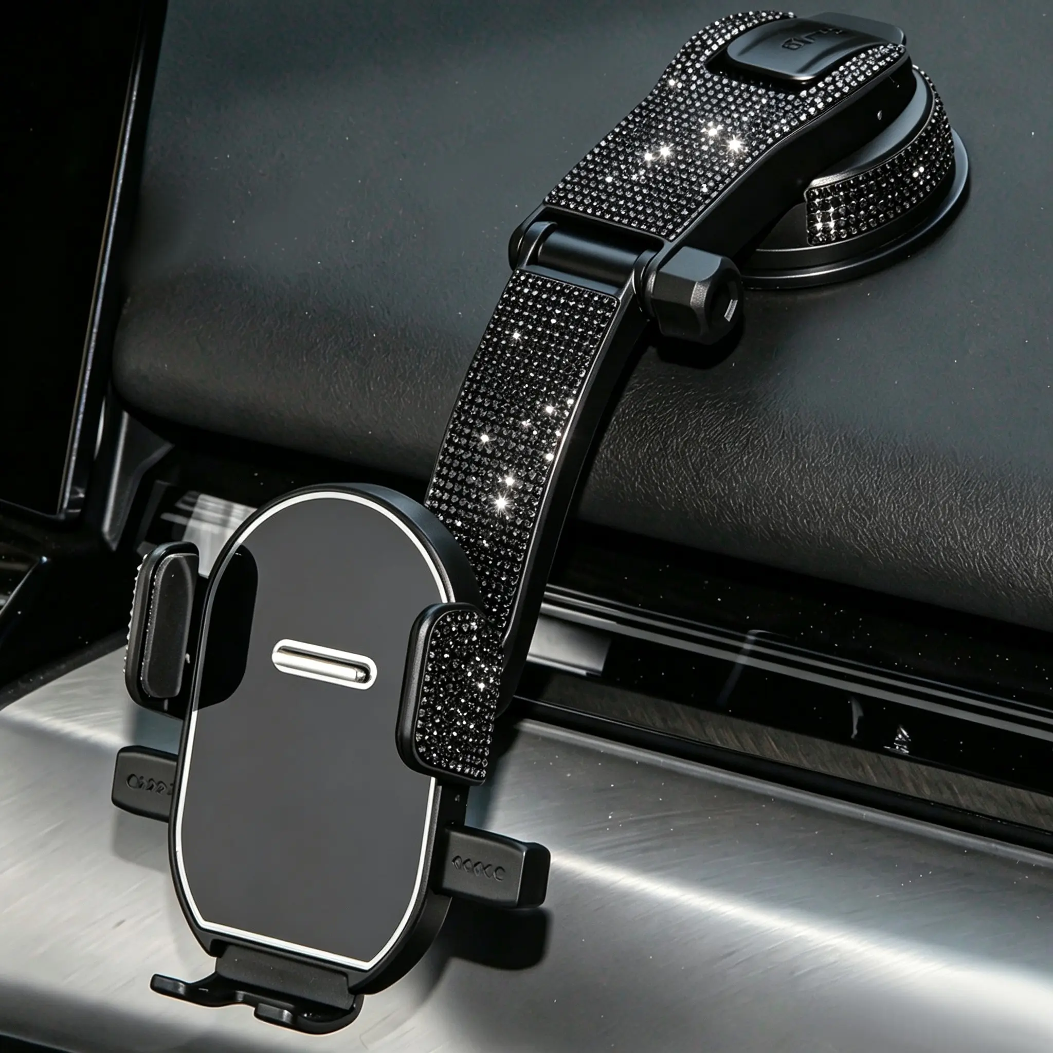 Rhinestones Car Phone Holder with Suction Cup, Secure Mounting Solution, Easy Installation, Durable Design, Perfect for Driving Convenience, Cellphone Holder For Car