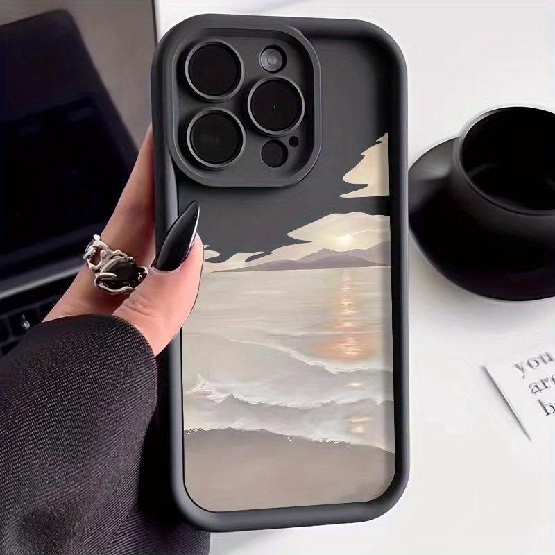 Phone case: Seaside Sunrise  Anti-Drop Soft Case, Simple and Premium Air Cushion Compatible with iPhone 17 E Air Pro ProMax iPhone16 15 14 Plus 13 12 Mini 11 X XS XR, Couple  Anti-Drop  Matte Unisex Full Coverage  Pro Soft Case  Protective