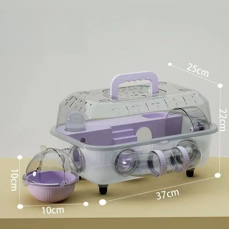 Hamster cage tunnel pipe bathroom bath cage gold bear transparent fun DIY double-layer cage villa hamster supplies