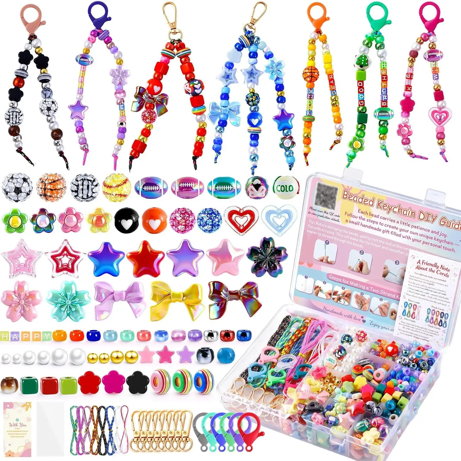 883 count Bead  Making Kit with Video Tutorials  Bags | Colorful Beaded  Kits, DIY Bag  Kit with ,Flower,Heart, Beads,for Gifts Party Festival Family Activity