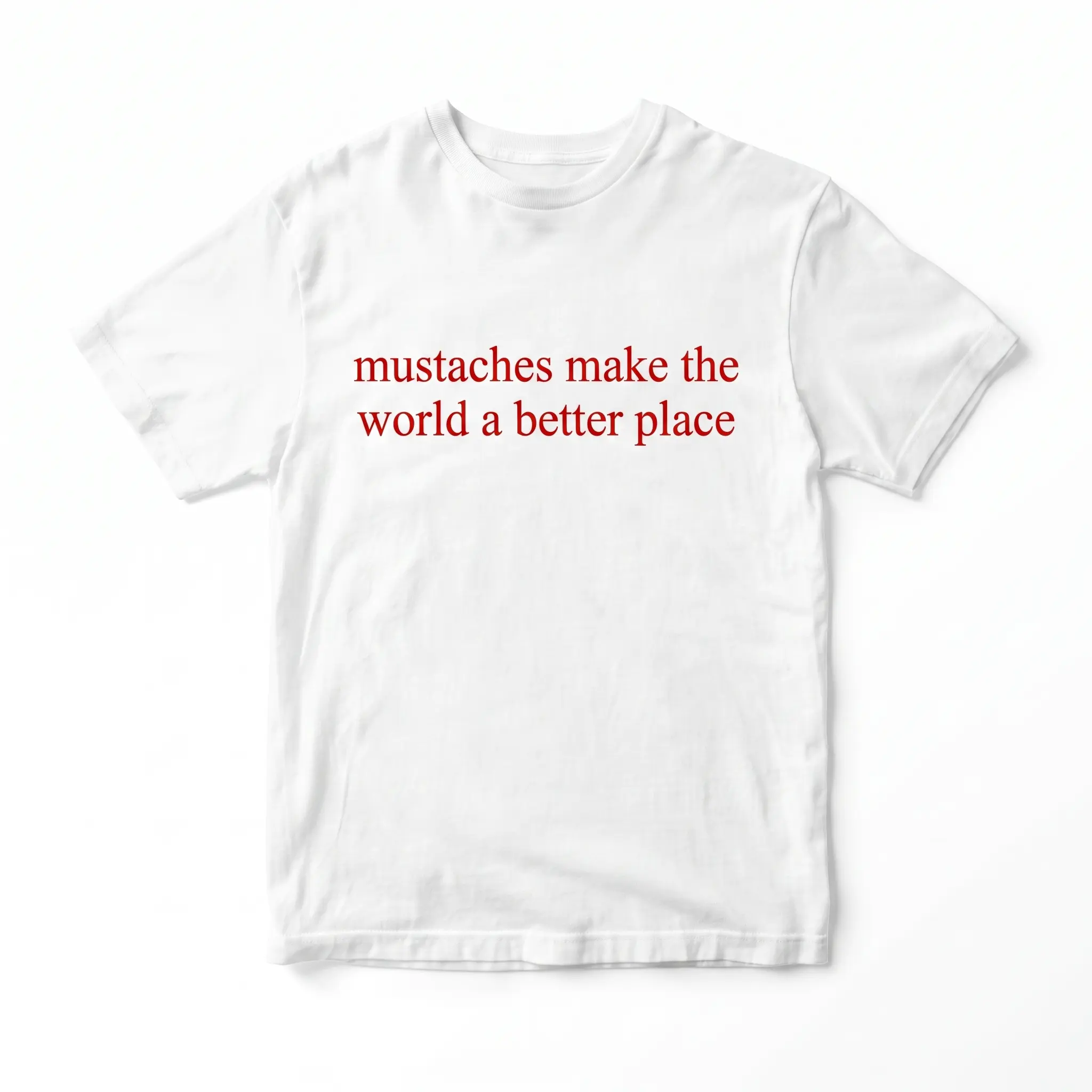 Mustaches Make The World A Better Place Shirt Funny Mustache Lover TShirt For Women For [100% cotton, lightweight and breathable, soft and comfortable] Y2K Streetwear Graphic Tee Graphic Concert T-Shirt Black Womenswear,Men's,belle,grade,red,musi,tr,jesus