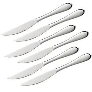 Locci Steak Knives.Ultra-Sharp Stainless Steel Cutlery Set,Dinner Knifes 6-Piece Stainless Steel kitchen Serrated Best Knife kitchen Sets Dishwasher Safe