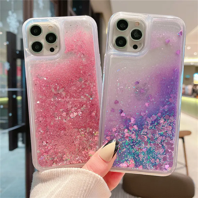 Compatible iPhone 16 Phone Case Shockproof Glitter Liquid Flow Sand 15 Pro Max Apple 17 Protective Cover 14 Silicone