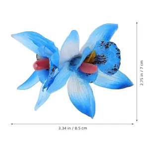 Ipetboom 5pcs Blue Orchid Flower Hair Clips, Cute Fabric Floral Hair Barrettes for Women Teen, Wedding Vacation Hair Additions