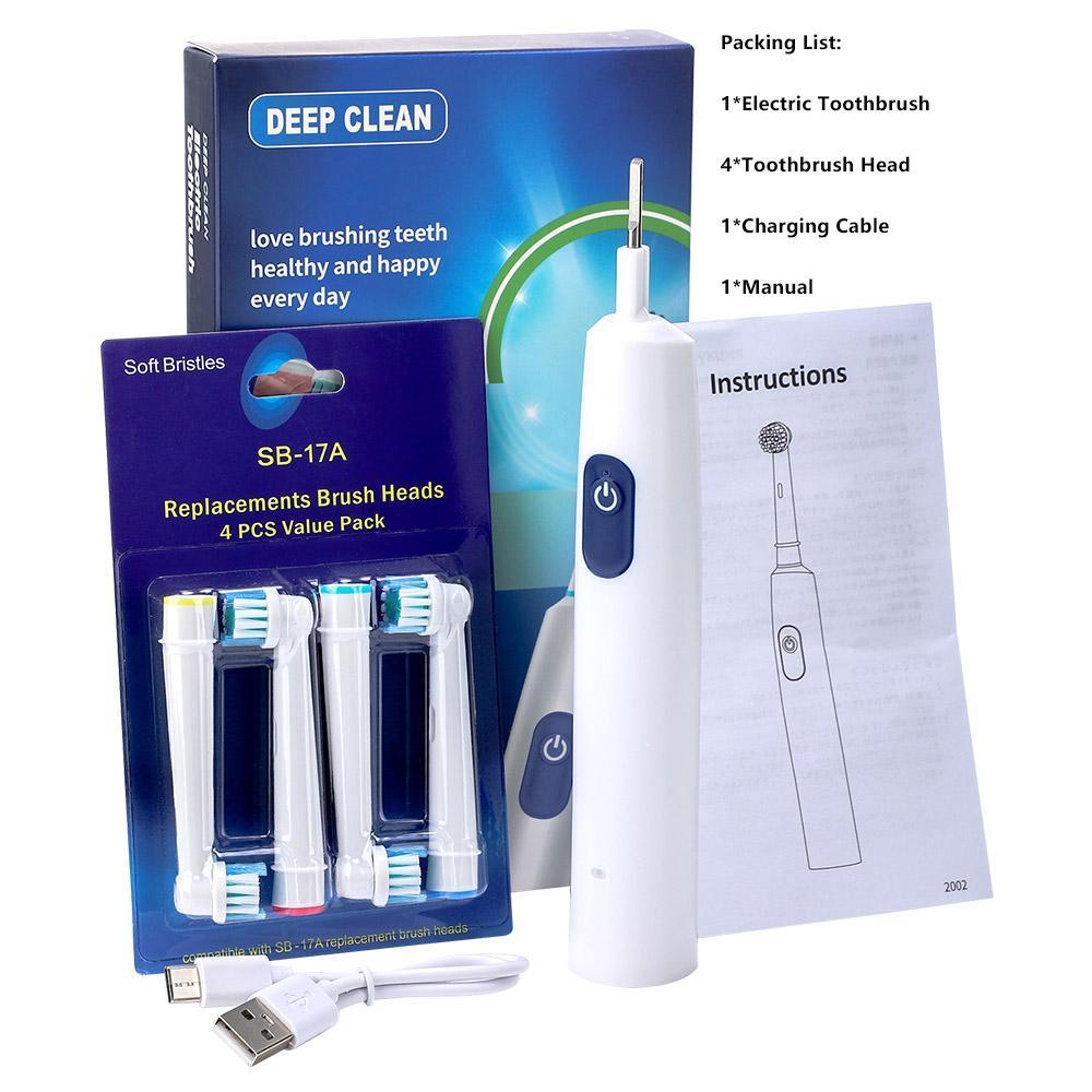 Electric Toothbrush Set with Replacement Brush Heads, Rotatable Toothbrush with 5 Modes, Oral Care Teeth Cleaning Toothbrush
