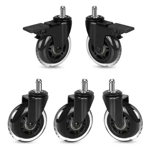 5 Pack Office Chair Casters in 11mm Standard Stem(2 with Brakes)| 3" Lockable Duty Swivel Caster, Wheel Rolling for Carpet, Fit Most Home Desk Chairs