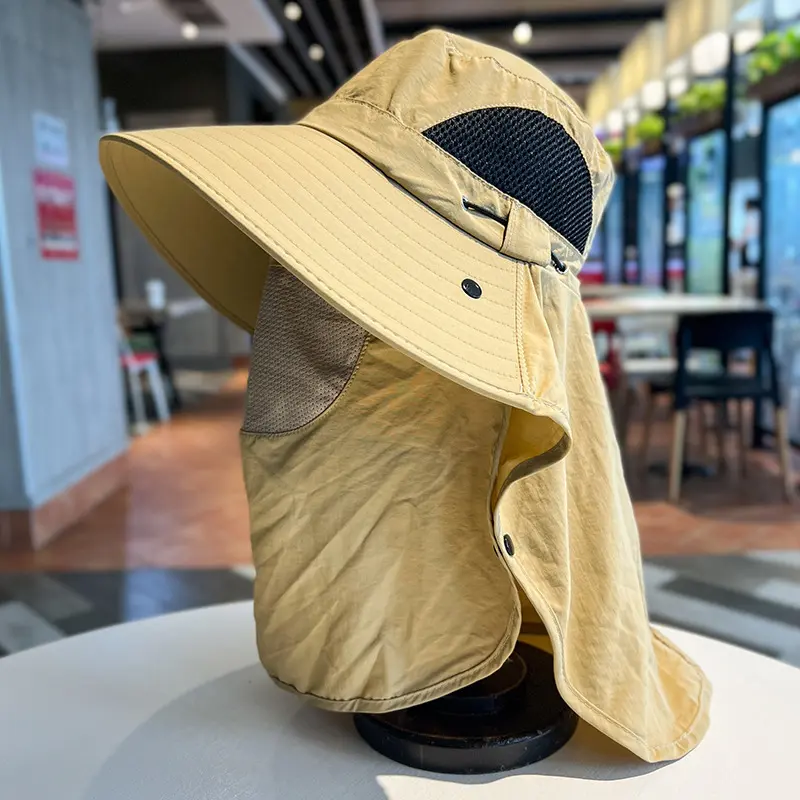 Sun hat men's and women's summer UV protection neck protection sun protection hat outdoor face covering mountaineering hat large brim bucket hat