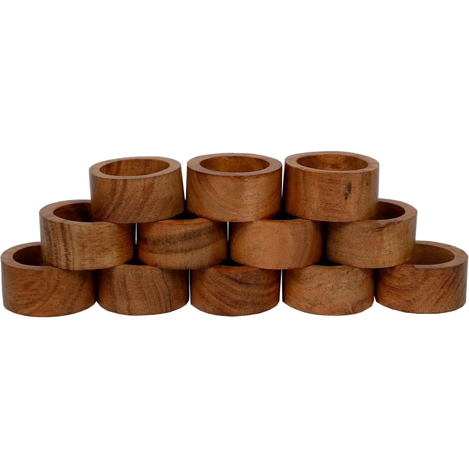 Handmade Acacia Wood Napkin Ring Set of 12 for Dining, Anniversary, Birthday, Christmas | Napkin Ring for Home and Kitchen Décor