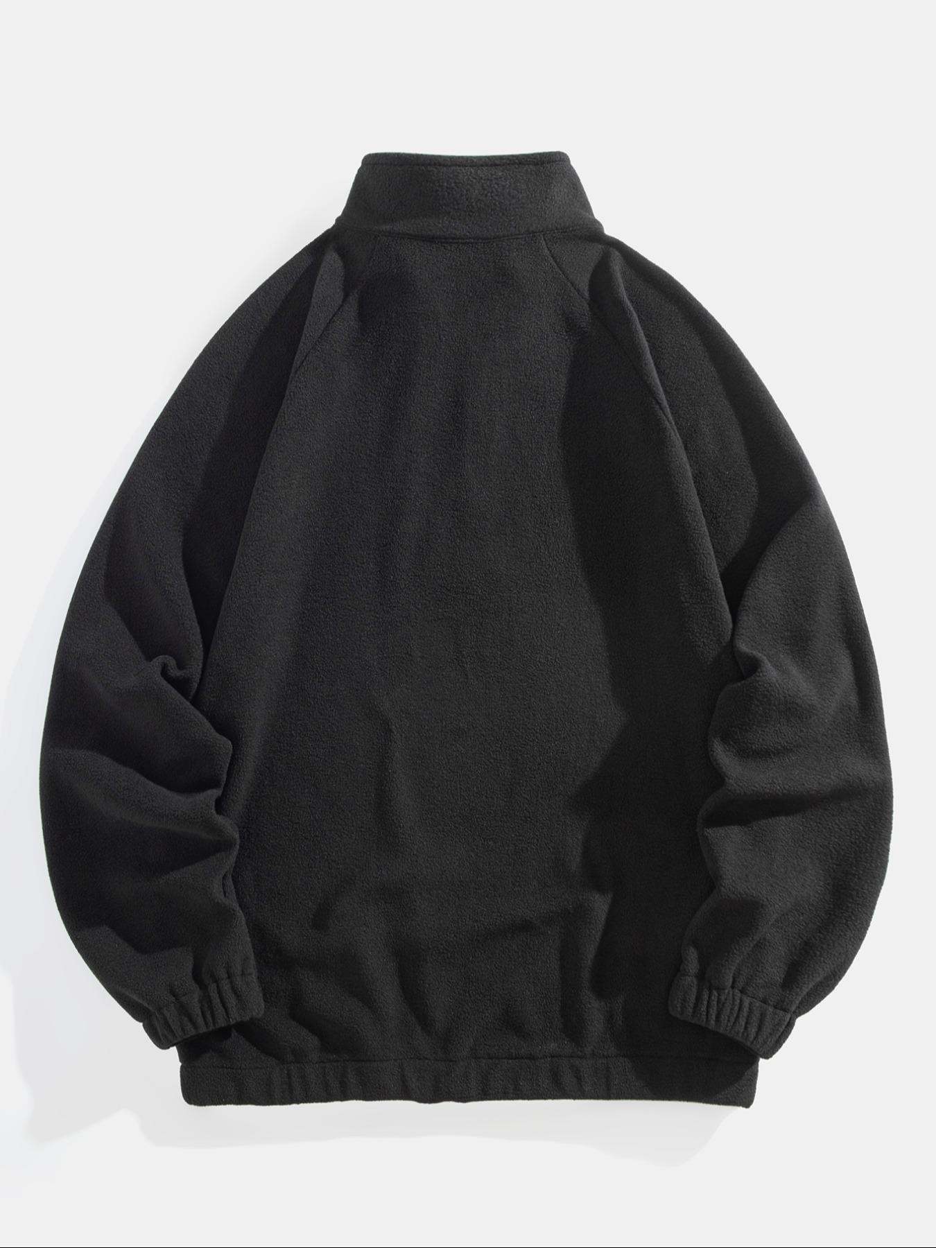 Men's Letter & Flag Embroidery Zip Up Sweatshirt, Casual Raglan Sleeve Long Sleeve Stand Collar Sweatshirt for Fall & Winter, Fashion Men's Clothes for Daily Wear