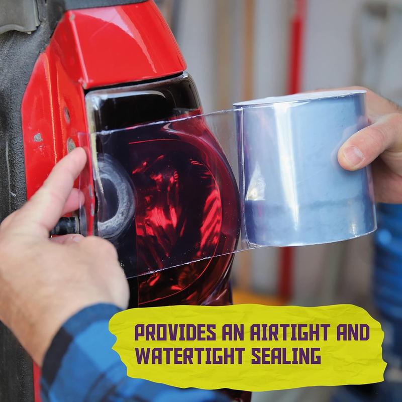 Waterproof Patch and Seal Tape, Clear, 4 Inches x 10 Feet, Water Barrier Tape for Stop Leak Repair on Pipes, Chimney, Roof, Boat, and HVAC