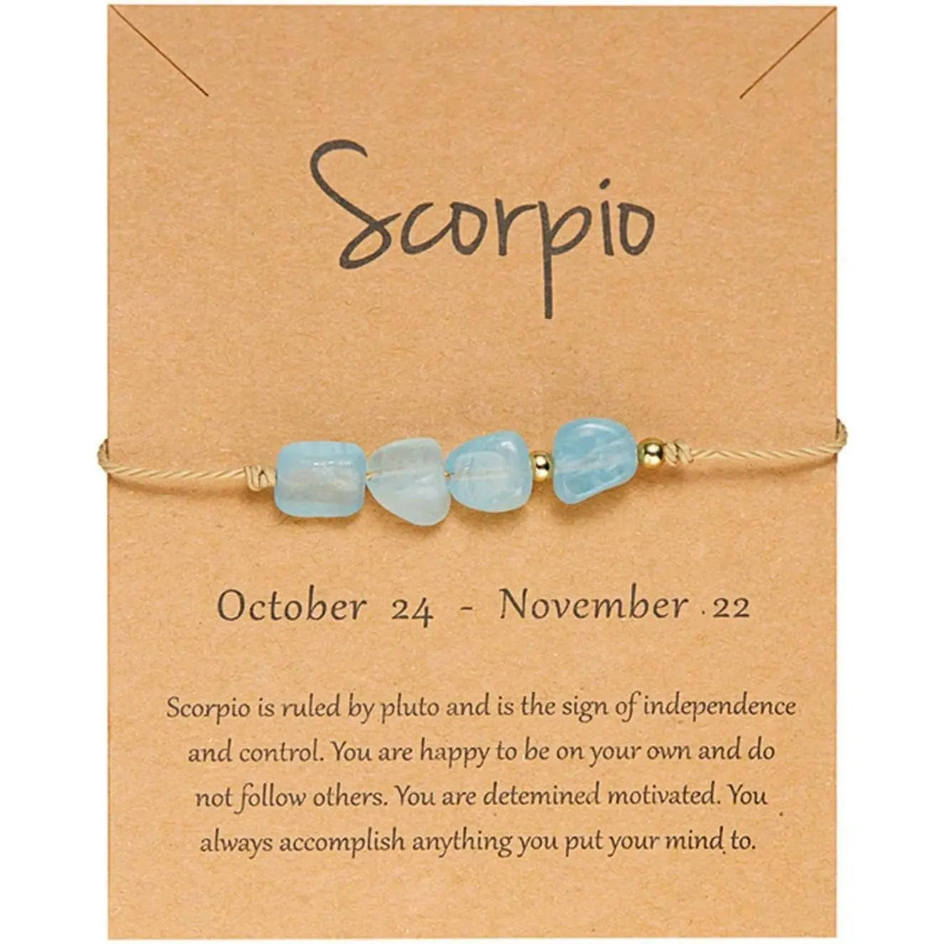 12 Constellation  Stone Beaded Zodiac Card Bracelet for Women