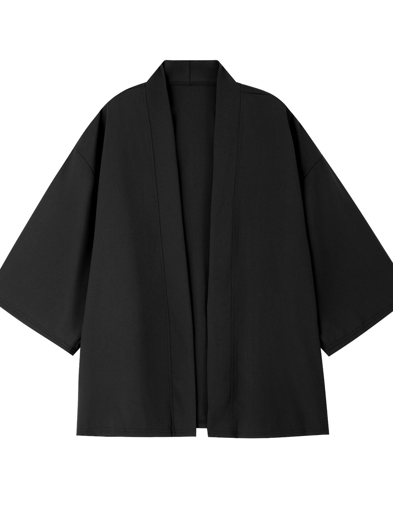 Men's Seven-Quarter Sleeve Japanese Kimono Robe Jacket, Loose Fit Summer Thin Sun Protection Top, Casual Holiday Style