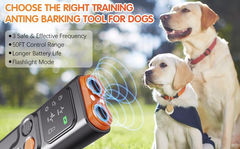 Dog Bark Deterrent Devices, Ultrasonic Anti Barking Device for Dogs Can Stop Bad Behavior, Portable Dog Training Device, with HD Display and LED Flashlight, No Need Yell Or Swat, Just Point to A Dog