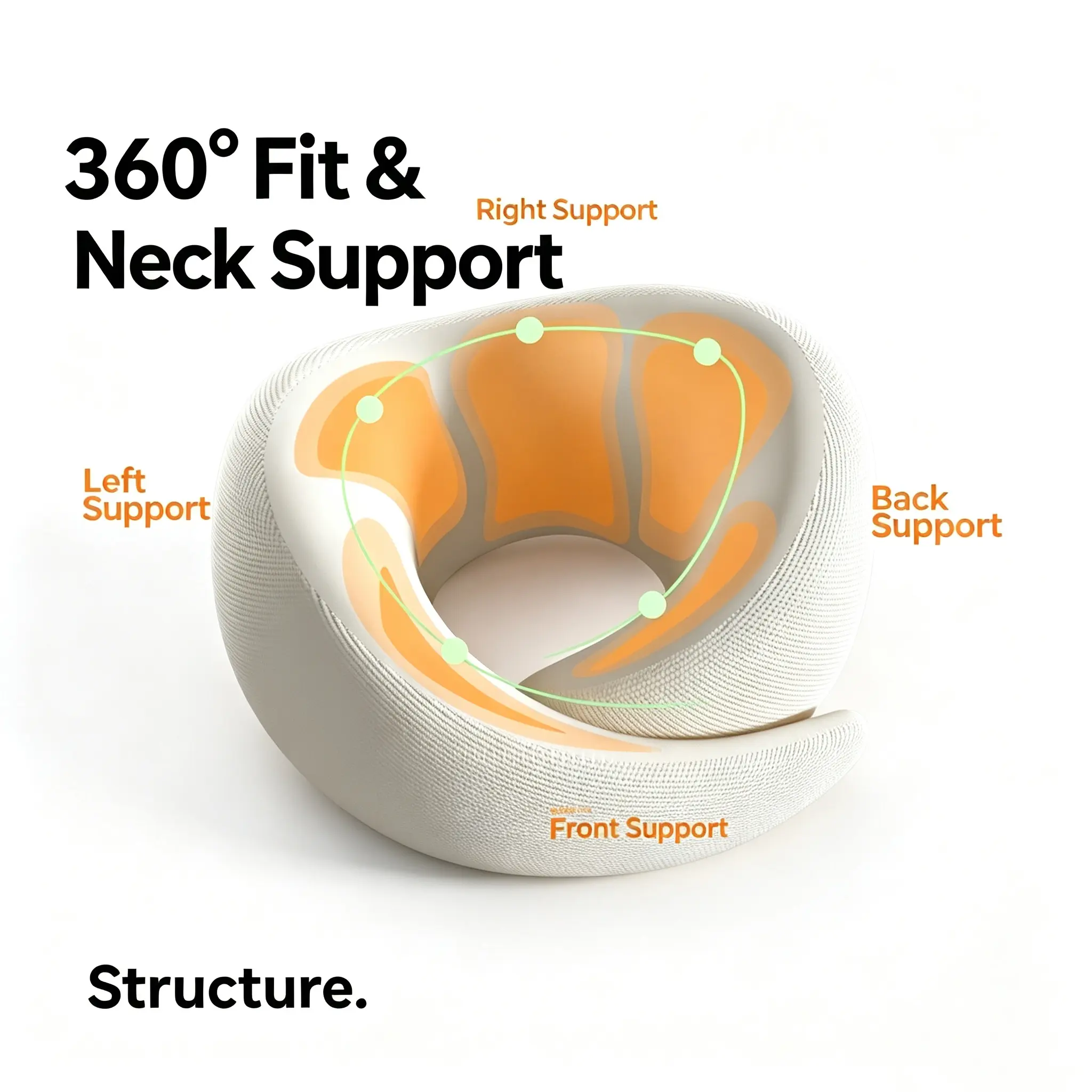 Ergonomic Snail Shape U Neck Pillow, Ice Silk Surface Memory Foam Cervical Support Pillow, Portable Travel Neck Cushion Ideal for Airplane, Car Trips, Office Lunch Break & Outdoor Rest