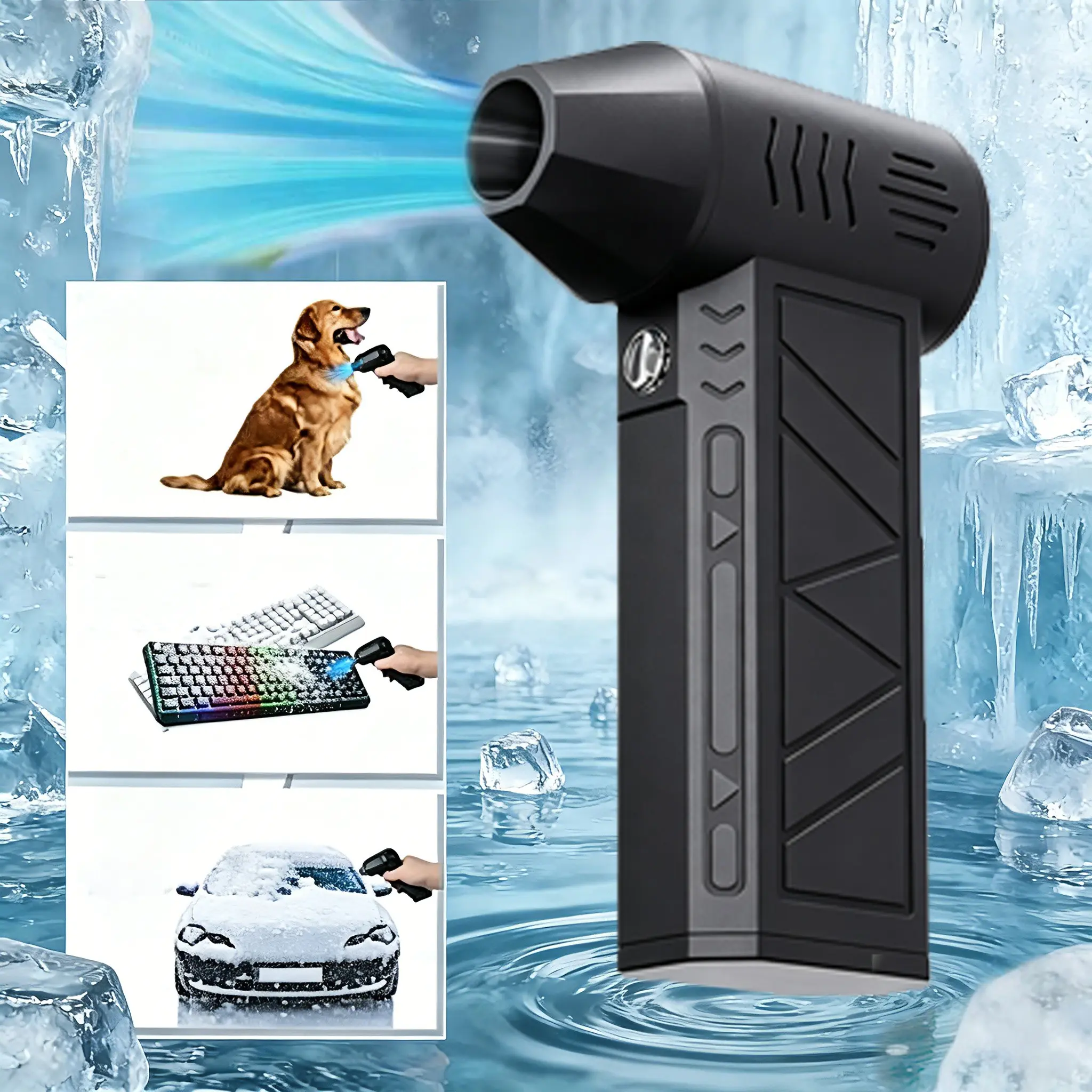 Powerful Rechargeable Electric Air Compressor Dust Blower Wireless Turbine Blaster for Car Detailing Computer Keyboard Cleaning Home Garage Outdoor Use Portable Cordless Air Gun High Performance Computer Keyboard Home Outdoor Cleaning Portable Cordless