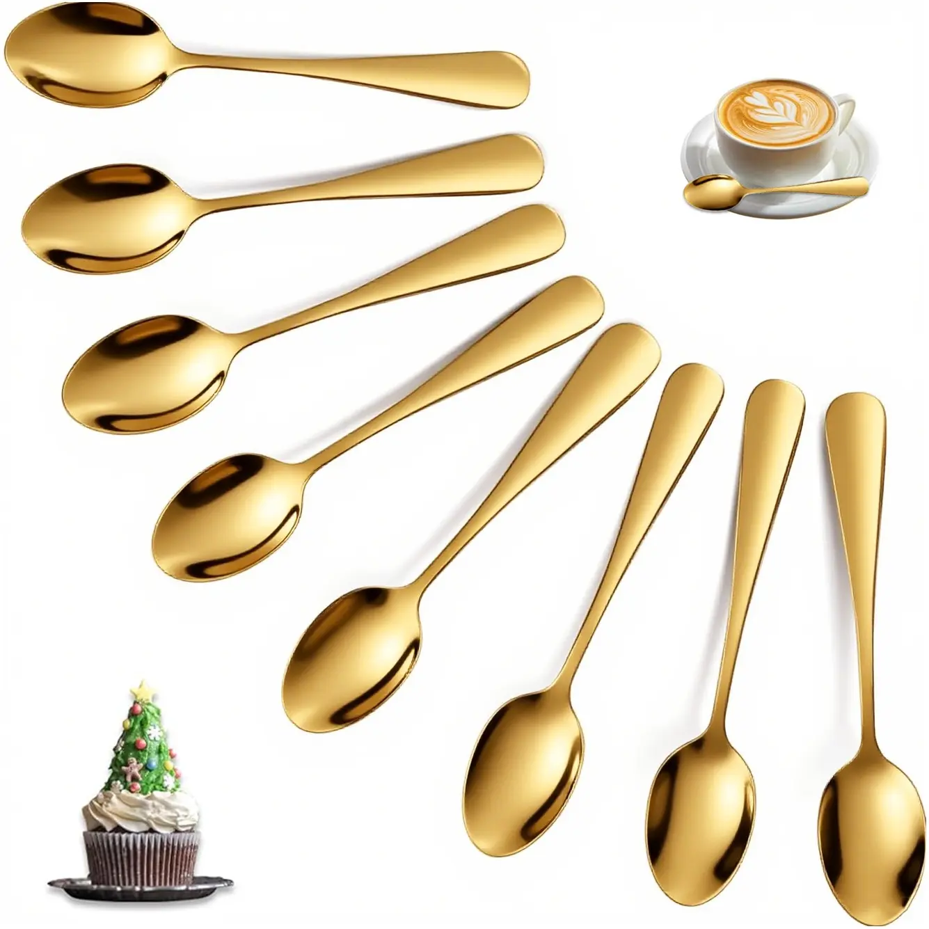 8/12/24pcs Premium Stainless Steel Tea Spoon, Luxurious Coffee Spoon, 14cm Dessert Spoon, Elegant Mini Spoon for Party/event