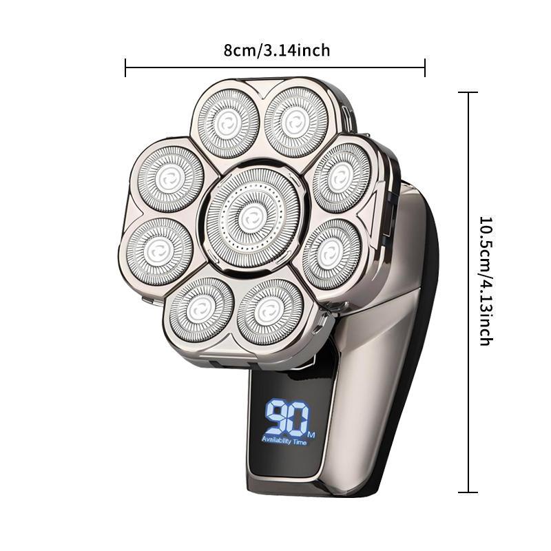 6-in-1 Electric Head Shaver, Waterproof Wet/Dry Grooming Shaver & Accessories, Cordless Rechargeable Bald Head Razor for Home & Travel, Multifunctional Epilator