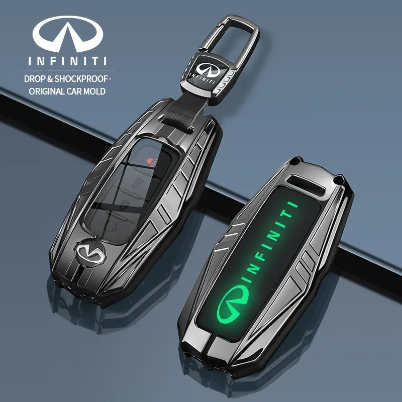 Infiniti Qx60 Qx50 Key Cover, Metal Car Key Protector, Remote Control Case, Keychain Accessory, Mech Style, Backlit Logo