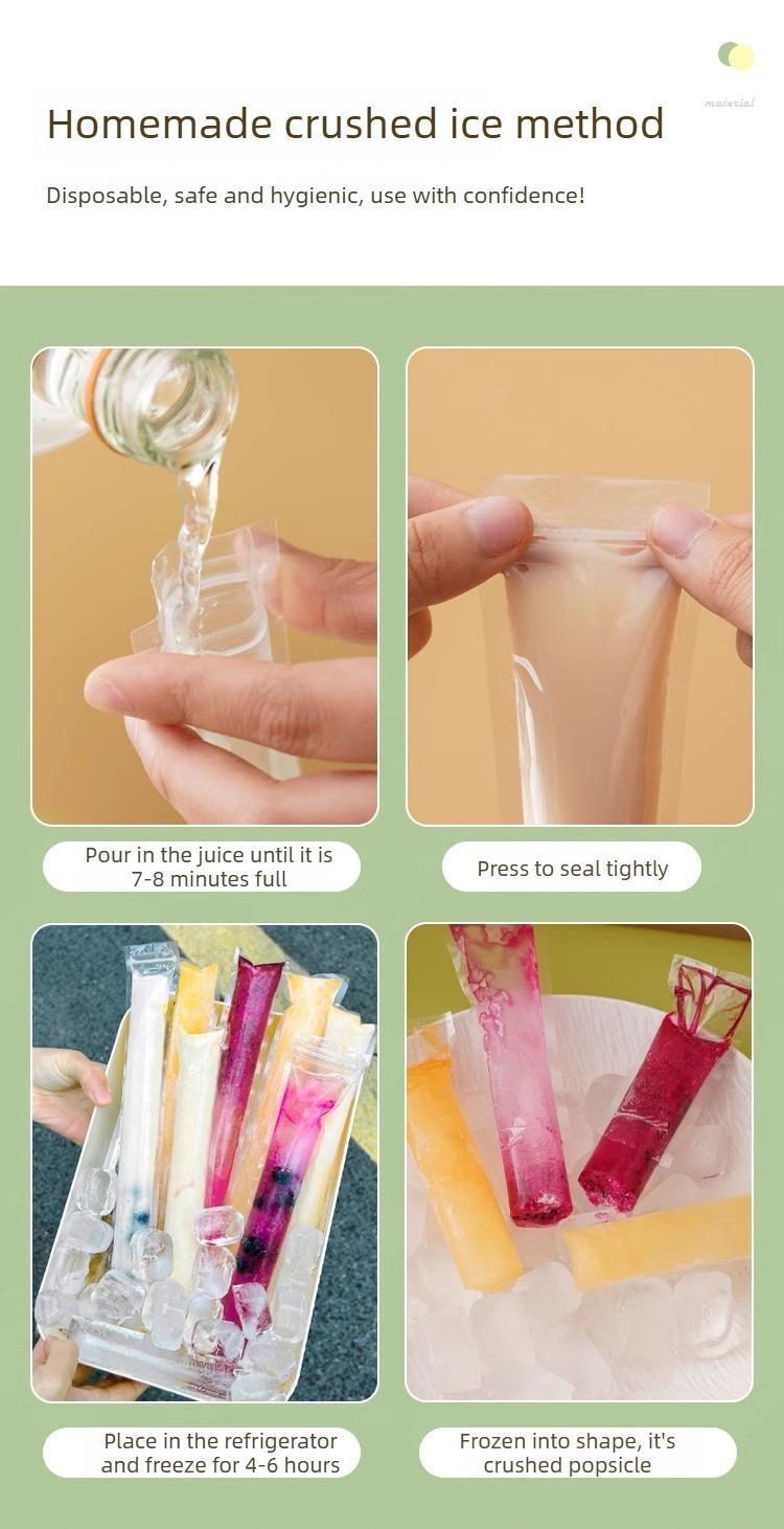 100 PCS Food-grade disposable popsicle bags, fruit jelly bags, ice cream, popsicle sticks, long strips, homemade ice pop bags 100 PCS Food-grade disposable popsicle bags, fruit jelly bags, ice cream, popsicle sticks, long strips, homemade ice pop bags
