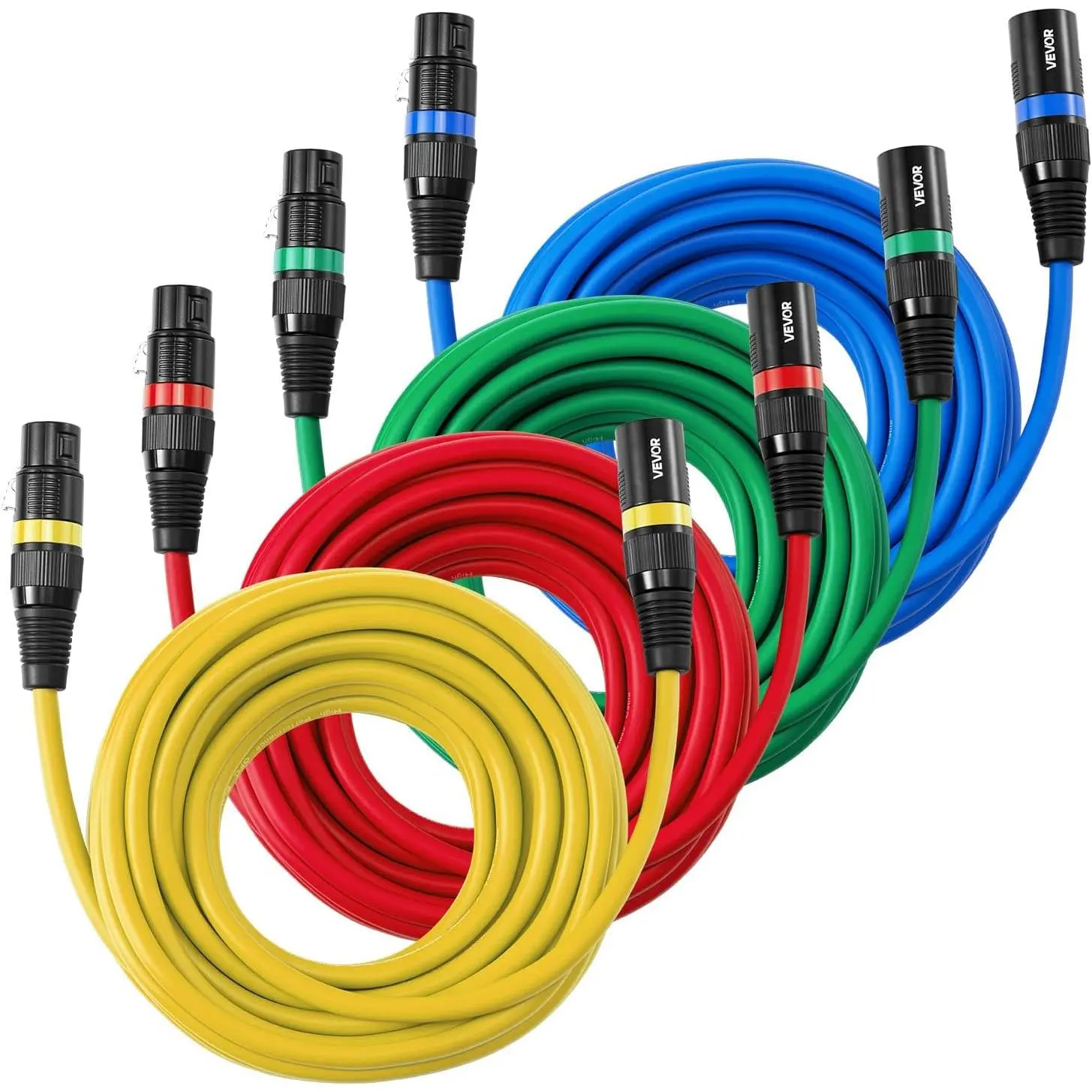 Cable 25 ft, 4 Pack, Shielded Balanced DMX Male to Female Microphone Cables, Gold-Plated 3-Pin XLR Mic Speaker Cord Wires, for Stage Lighting, Microphones, Amplifier, Mixer, Speaker Systems