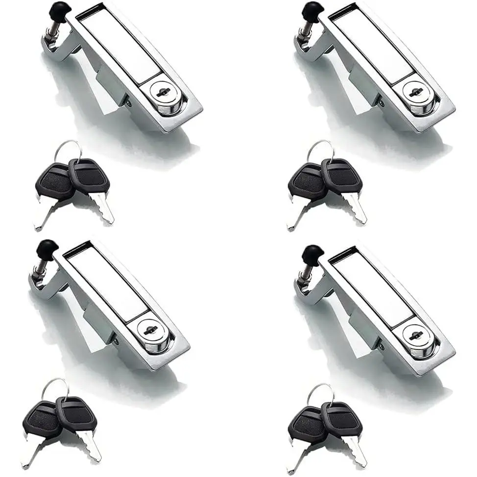 4PCS Silver Powder-Coated Zinc Alloy Compression Latches - Hand-Operated Trigger Handle Flush Surface Latch Lock for Marine Doors, Cabinets